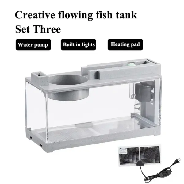 Kleines Aquarium, kreativer Nachahmungsstein, Landschaftsbau, Aquarium mit Filter, geräuschlose Wasserpumpe, Heim-Aquarium-Zubehör, Zubehör - Image 25