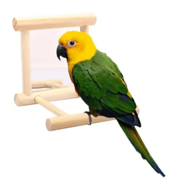 Bird Mirror Wooden Interactive Play Toy With Perch For Small Parrot Budgies Parakeet Cockatiel Conure Lovebird Cage Accessories - Image 5