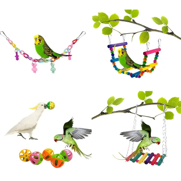 11Pcs Bird Cage Toys for Parrots Wood Birds Swing Reliable Chewable Bite Bridge Wooden Beads Shape Parrot Toy Bird Toys - Image 13