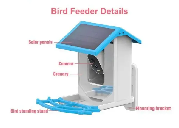 Bird Smart Feeder with Camera 2.4K Solar Low Power Night Vision IP66 Waterproof WIFI of 4G Connect Real Bird Species Feeder - Image 21