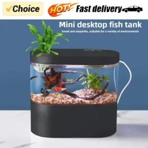 Mini Desktop Kreatives Aquarium USB Eingebaute Wasserpumpe/LED-Licht/Filter Selbstzirkulation Selbstzirkulation Kleiner Goldfischtank