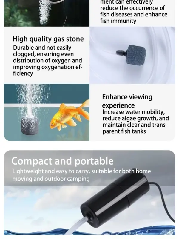 Tragbare USB-Aquarium-Luftpumpe: Mini-Oxygenator für Aquarien und Wasserzubehör - Image 15