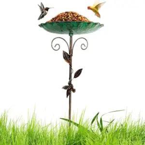 Bird Bath Bowl Patio Birdfeeder Metal Standing Birdbath Bowl Decorations Frost-proof Height Adjustable For Backyard Deck Balcony