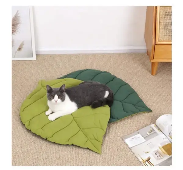 Katzen bett matten weiche Baumwolle Blatt geformt Kätzchen Katze Hündchen Bett matte Schlaf decke Home Haustiere doppelseitige Pad Boden teppiche wasch bar - Image 6
