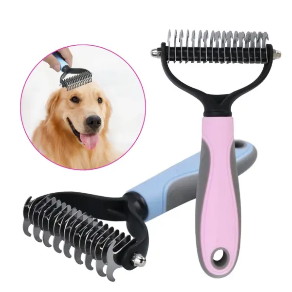 Dog Deshedding Brush Professional Pet Shedding Brush for Dogs Cats Fur Knot Cutter Double sided Pet Grooming Clean Comb - Image 17