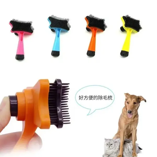 Hundebürste, Katzenpflegebürste, selbstreinigend, statisch frei, Massagekamm, stabil, dickere Borsten, Heimtierbedarf zum Entfernen von losem Fell - Image 3