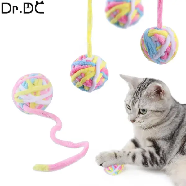 Dr.DC Katzenspielzeug für Haustiere sind selbstunterhaltend, zum Kauen und Necken von Katzen, Spielzeugbälle aus farbiger Wolle, Hundezubehör, Zappelspielzeug für Katzen, Zubehör - Image 2