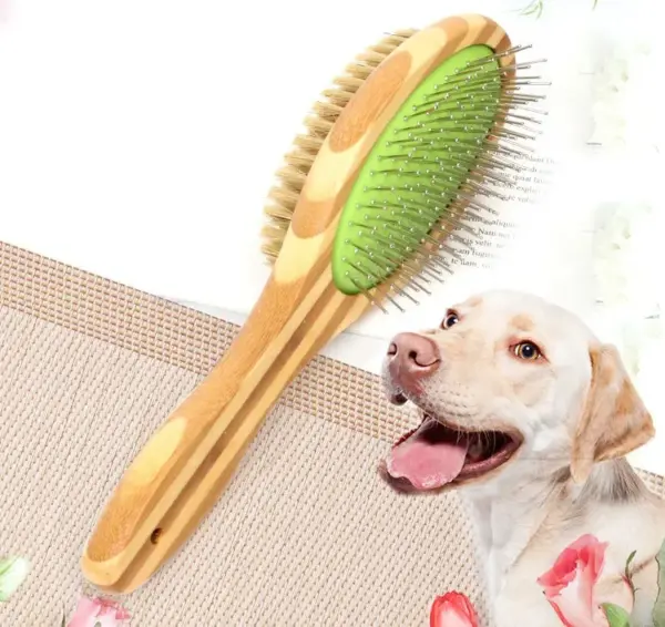 Dog Brush Bamboo Dogs Comb Double-sided Dogs Hair Brush Pet Grooming Massage Comb Stainless Steel Dog Hair Remover Pet Supplies - Image 7