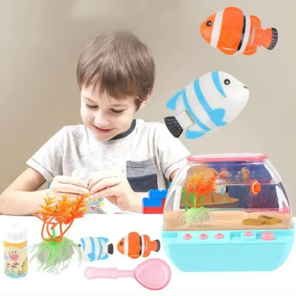 Creative Artificial Aquarium Toy Cartoon Lovely Mini Simulation Fish Tank with Music Electric Music Interactive Aquarium Toys - Image 3
