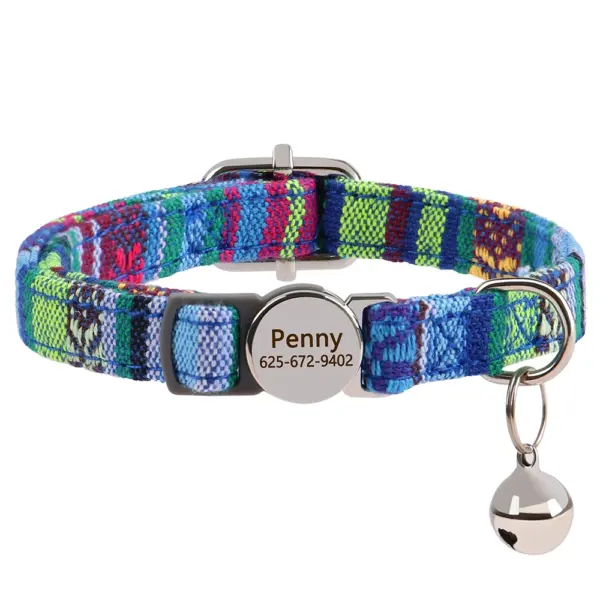Personalisiertes Nylon-Katzenhalsband mit Schnellverschluss für Welpen und Katzen, Sicherheitshalsbänder für Haustiere, Kätzchen, kostenlos graviert, verstellbar - Image 3