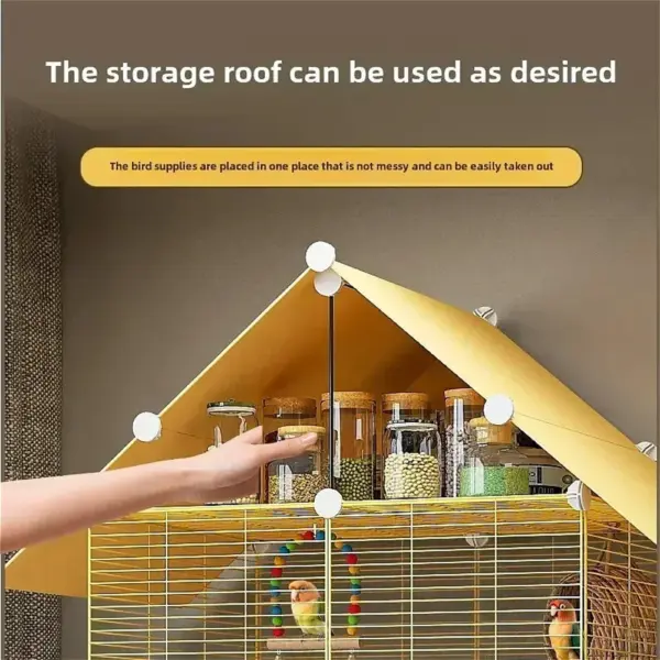 Bird Cage Parrot Cage White Yellow Three-layer Indoor Large Space Villa Style Splash-proof Solid Appearance Beautiful - Image 5