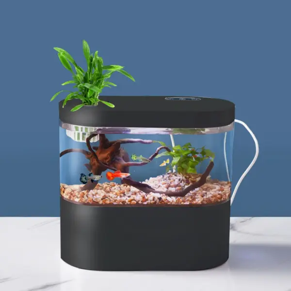 Mini Desktop Kreatives Aquarium USB Eingebaute Wasserpumpe/LED-Licht/Filter Selbstzirkulation Selbstzirkulation Kleiner Goldfischtank - Image 16