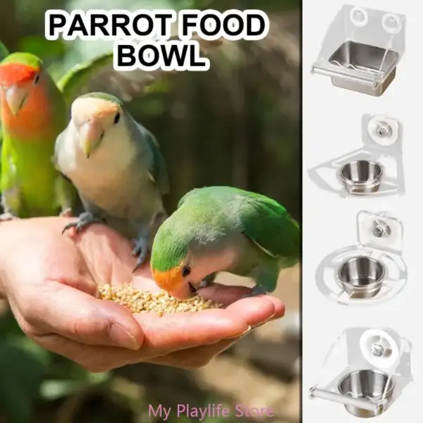 Bird Feeding Bowl Feeding Box Pet Parrot Cage Feeder Parrot Feeder Cage for Budgies Canaries Cockatiels Finches - Image 3