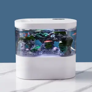 USB Mini Desktop Aquarium Built-in Water Pump / LED light / Filter Self circulation and self circulation goldfish tank