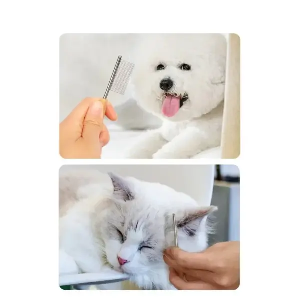 Edelstahl-Gesichtshaar-Reinigungskamm für Katzen und Hunde, Mini-Pflegebürste für Haustiere, dichter Zahn, kleiner Kamm, Hunde- und Katzenzubehör - Image 6