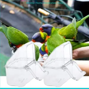 H7BF Bird Feeder with Perch Clear Acrylic Dispenser for Lovebird Canary