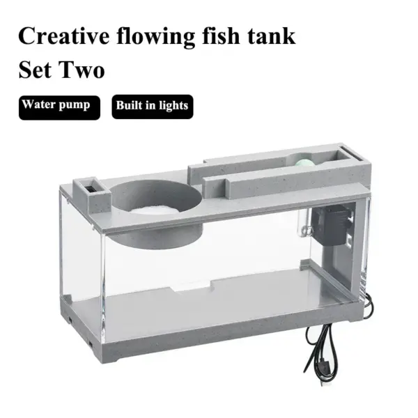 Kleines Aquarium, kreativer Nachahmungsstein, Landschaftsbau, Aquarium mit Filter, geräuschlose Wasserpumpe, Heim-Aquarium-Zubehör, Zubehör - Image 24