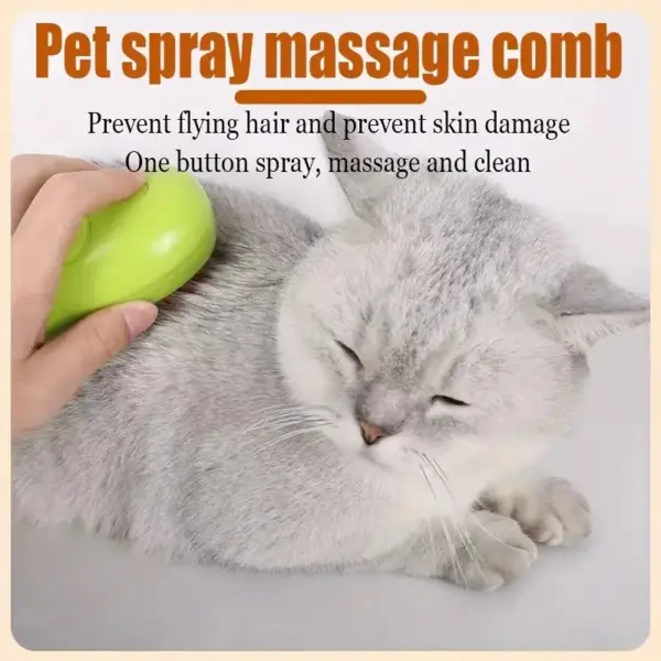 Steamy Dog Brush Electric Spray Cat Hair Brush 3 In1 Dog Steamer Brush for Massage Pet Grooming Removing Tangled and Loose Hair - Image 8