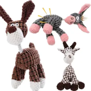 Quietschendes Hundespielzeug aus Plüsch, Eselform, Haustierspielzeug, bissfest, quietschendes Spielzeug für kleine und große Hunde, langlebiges Kauspielzeug für Backenzähne, Trainingsspielzeug