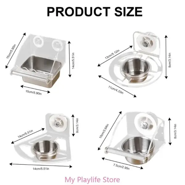 Bird Feeding Bowl Feeding Box Pet Parrot Cage Feeder Parrot Feeder Cage for Budgies Canaries Cockatiels Finches - Image 6
