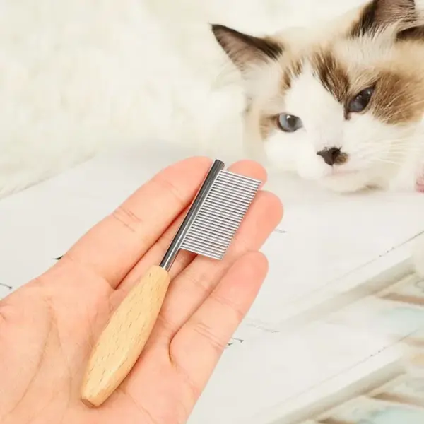 Edelstahl-Gesichtshaar-Reinigungskamm für Katzen und Hunde, Mini-Pflegebürste für Haustiere, dichter Zahn, kleiner Kamm, Hunde- und Katzenzubehör - Image 5
