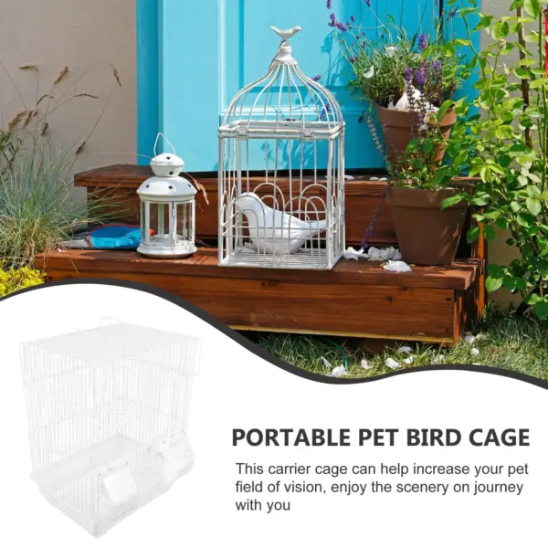 1 Set Birdcage Metal Bird Carrier Portable Outing Parrot Cockatiel Wire Pet Cage Parrot Cage feeder universal pet birds supplies - Image 4