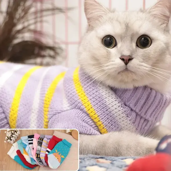 Cat Clothes Gatos Sweater Pet Dog Clothing for Small Medium Puppy Dogs Cats Winter Warm Coat Teddy Pug Jacket Soft Vest New - Image 22