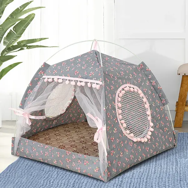 Katzenbett, faltbar, Katzenzelt, Hundebett, Kätzchen, Hundekorb, Betten, niedliche Katzenhäuser, Heimkissen, Haustierhütte, Produkte, süße Prinzessin - Image 2