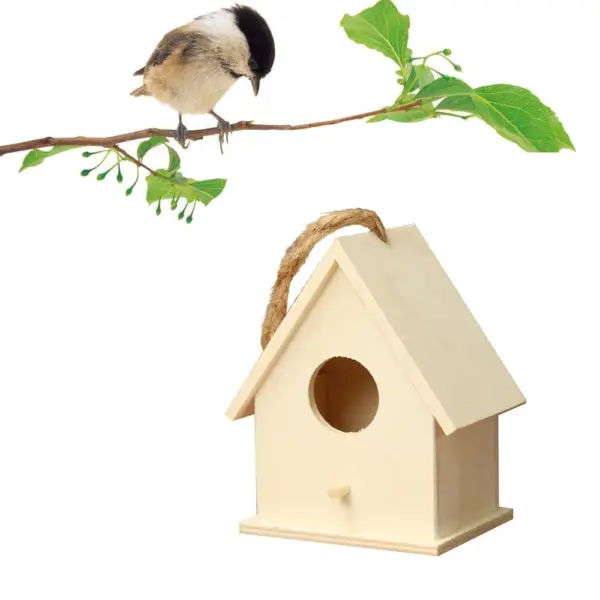 Wooden Mini Bird Cage Outdoor Hanging Birdhouse Box Garden Bird Cages Home Yard Decoration Bird Products Wooden Bird Parrot Nest - Image 2