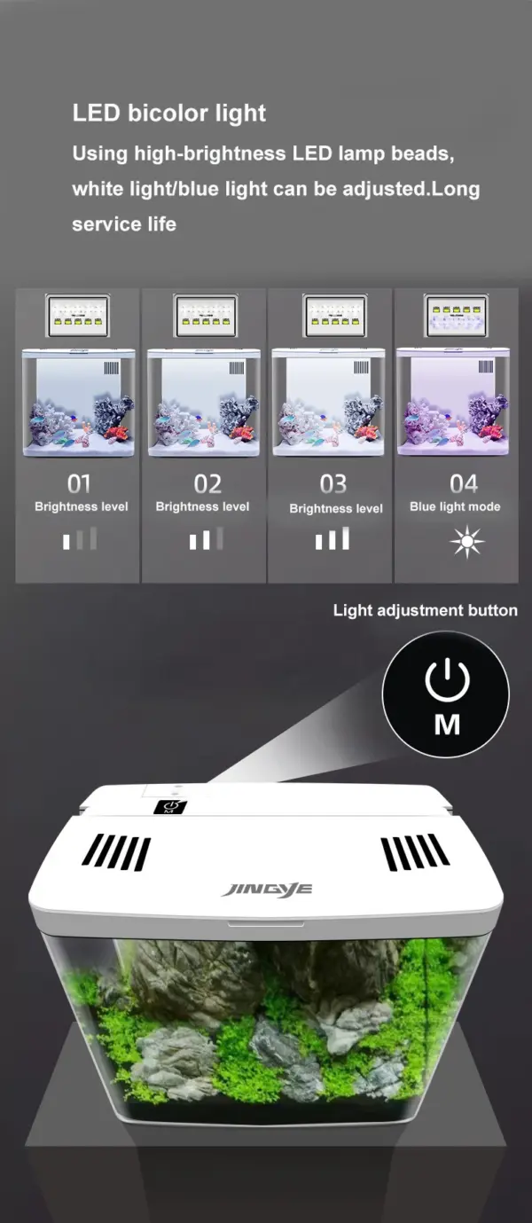 USB 5L Aquarium Fish Tank No Water Change Self-circulating Ecological Fish Tank with Slient Pump Led Lamp for Office Home - Image 10