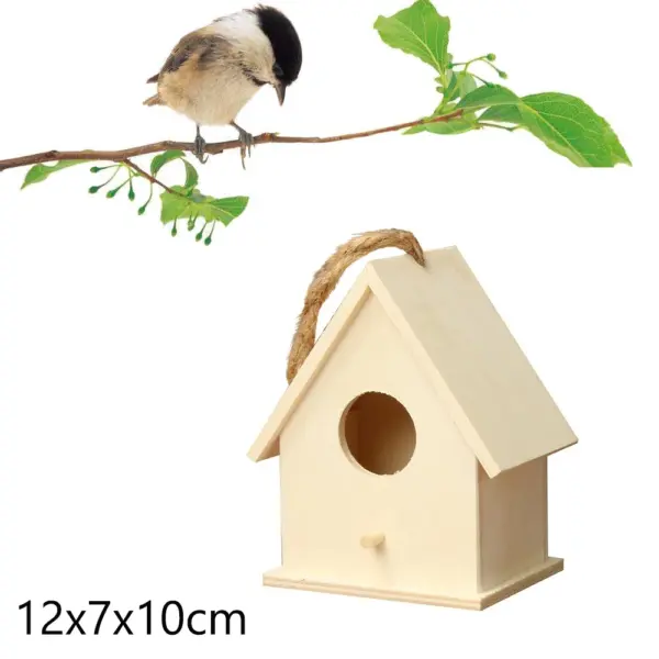 Wooden Mini Bird Cage Outdoor Hanging Birdhouse Box Garden Bird Cages Home Yard Decoration Bird Products Wooden Bird Parrot Nest - Image 11