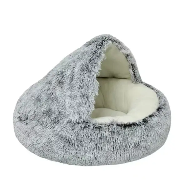 Katzen- und Hundebett, Haustiermatratze, zum Schlafen, warmes, weiches Plüsch-Haustierbett mit Bezug, runde Nesthöhle für kleine Hunde, Kätzchen - Image 8