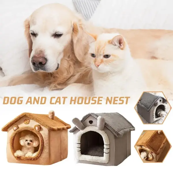 Verdicktes Haustier warmes Haus Katze und Hundehütte Winter warm universell für alle Jahreszeiten abnehmbar und wasch bar niedlich neu bequem - Image 9