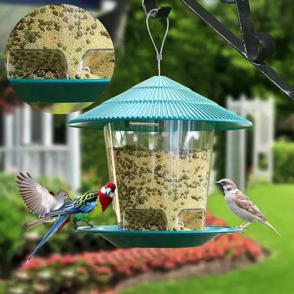 Bird Feeder For Outdoors Hanging Heavy Duty Weather Resistance Wild Bird Feeder Ideas For Bird Lovers Food Container With Rope - Image 3