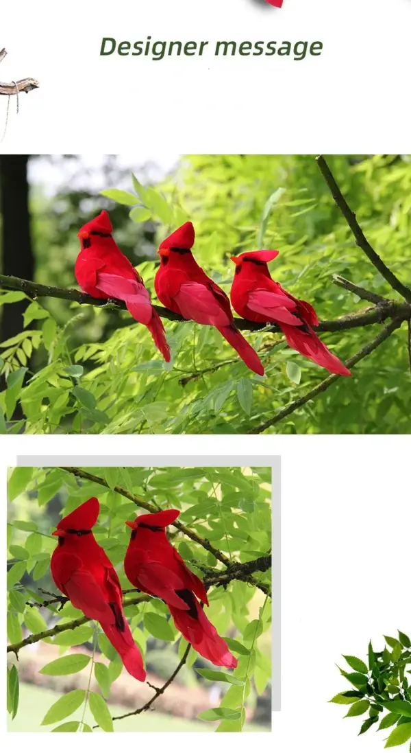 Hot 2pcs Simulation Feather Birds with Clips for Garden Lawn Tree Decor Handicraft Red Birds Figurines Home Decoration - Image 21