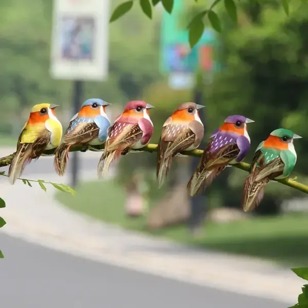 Hot 2pcs Simulation Feather Birds with Clips for Garden Lawn Tree Decor Handicraft Red Birds Figurines Home Decoration - Image 7