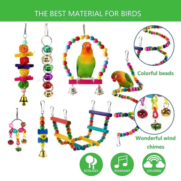 7PCS/16PCS Bird Toy Set for Parrots Variety Toys for Bird Cage Accessories Safe and Durable Bird Toys for Cockatiels Parakeets - Image 13