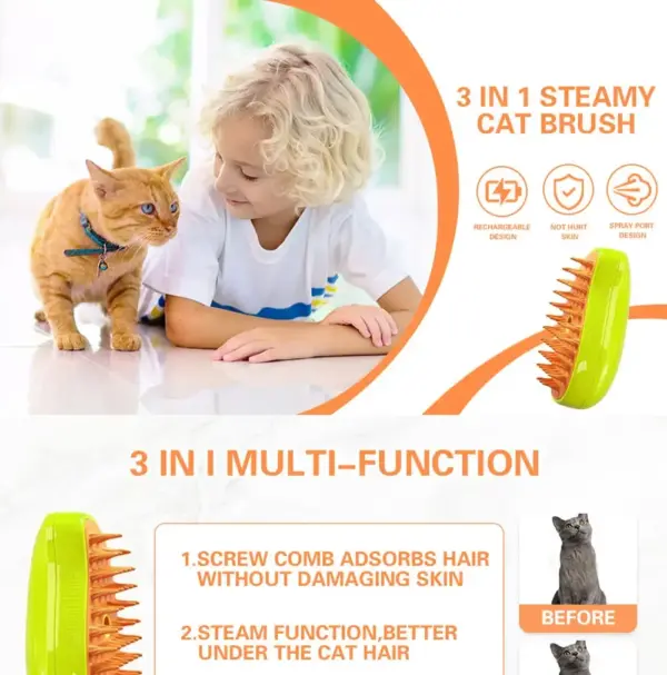 Dampfbürste für Katzen und Hunde, Dampfbürste, elektrisches Sprühgerät für Massage, Haustierpflege-Werkzeug, Haarausfall, 3-in-1 elektrische Sprays, Massagekämme - Image 10