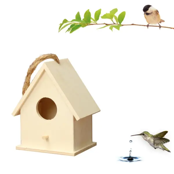 Wooden Mini Bird Cage Outdoor Hanging Birdhouse Box Garden Bird Cages Home Yard Decoration Bird Products Wooden Bird Parrot Nest - Image 17
