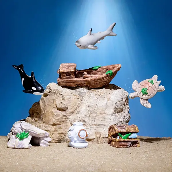 Mini Cute Whale Shark Turtle Aquarium For DIY Fish Tank Micro Landscape Simulated Submarine World Animals Home Desktop Ornament - Image 2