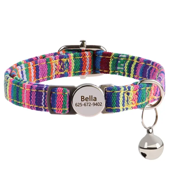 Personalisiertes Nylon-Katzenhalsband mit Schnellverschluss für Welpen und Katzen, Sicherheitshalsbänder für Haustiere, Kätzchen, kostenlos graviert, verstellbar - Image 13