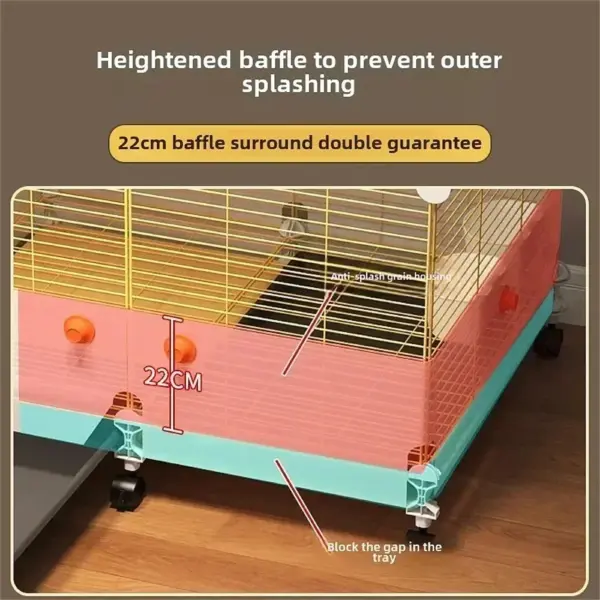 Bird Cage Parrot Cage White Yellow Three-layer Indoor Large Space Villa Style Splash-proof Solid Appearance Beautiful - Image 3