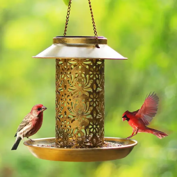 Solar Bird Feeder Metal Outdoors Hanging Bird House with Light Gift Ideas for Bird Lovers Outdoor Garden Backyard Decoration - Image 6
