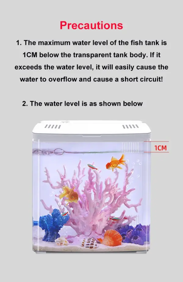 USB 5L Aquarium Fish Tank No Water Change Self-circulating Ecological Fish Tank with Slient Pump Led Lamp for Office Home - Image 4
