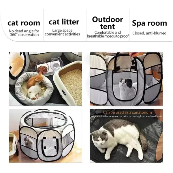Tragbares, faltbares Katzenzelt, Katzenhaus, tragbar, zusammenklappbar, für Outdoor-Reisen, Haustierzelt, Katzen-/Hundekäfig, einfache Bedienung, große Katzen-/Hundezäune - Image 16