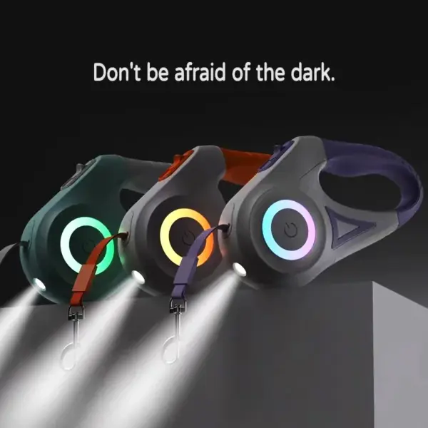 LED Retractable Dog Leash with light for Puppies Small Medium big Dogs Cats Pet Harness straps collar Accessories 3m 5m roulette - Image 2
