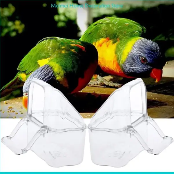 H7BF Bird Feeder with Perch Clear Acrylic Dispenser for Lovebird Canary - Image 2