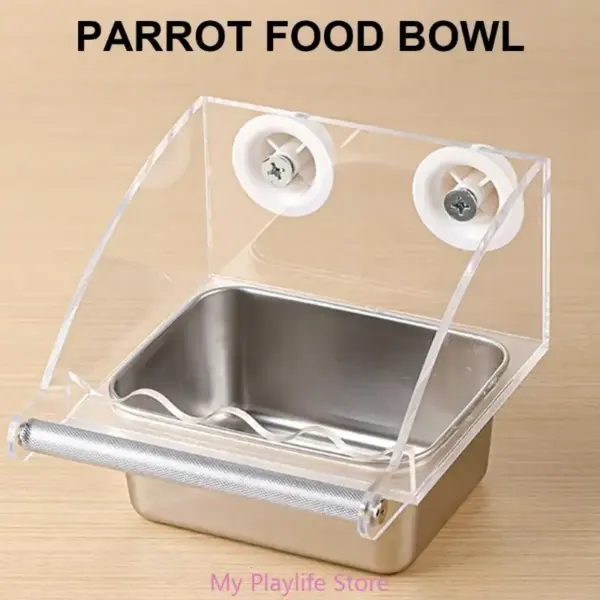 Bird Feeding Bowl Feeding Box Pet Parrot Cage Feeder Parrot Feeder Cage for Budgies Canaries Cockatiels Finches - Image 2