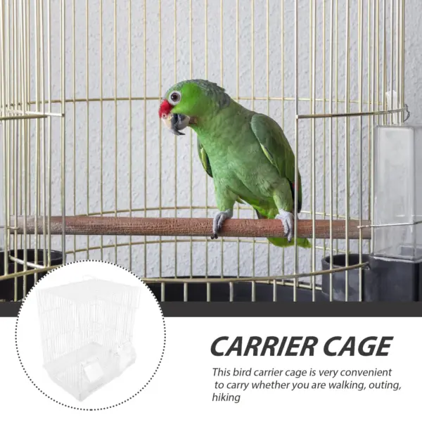 1 Set Birdcage Metal Bird Carrier Portable Outing Parrot Cockatiel Wire Pet Cage Parrot Cage feeder universal pet birds supplies - Image 2