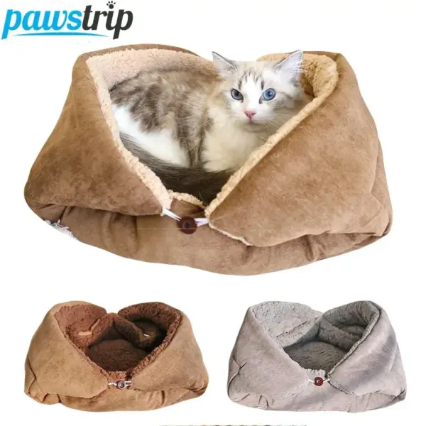 Katzen betten für den Winter warmes Zubehör Kätzchen häuser Hunde bett Korb matte Dinge Kissen Haus Welpen waren Haustier bedarf - Image 10